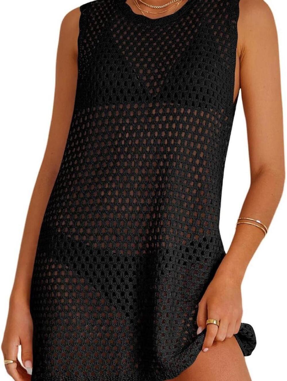 ATOG black crochet swim cover dress